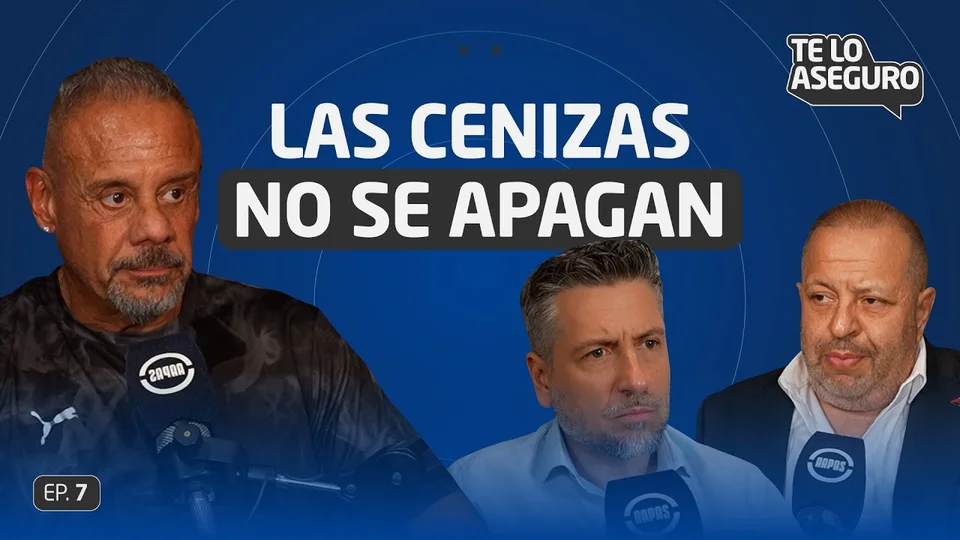 Show thumbnail: two hosts next to the title Las cenizas no se apagan